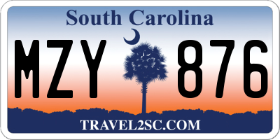SC license plate MZY876