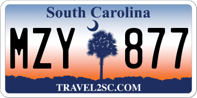 SC license plate MZY877