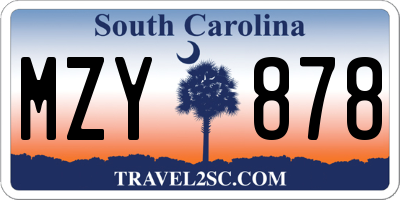 SC license plate MZY878