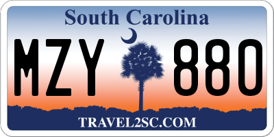 SC license plate MZY880