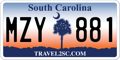 SC license plate MZY881