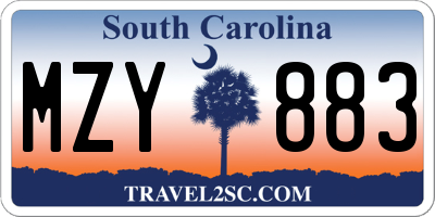 SC license plate MZY883