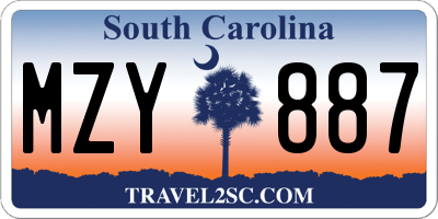 SC license plate MZY887