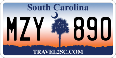 SC license plate MZY890