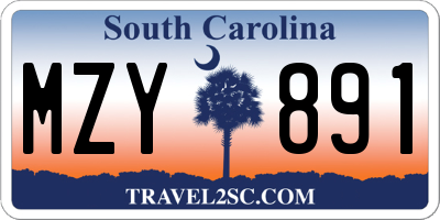 SC license plate MZY891