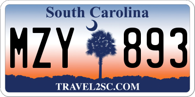 SC license plate MZY893
