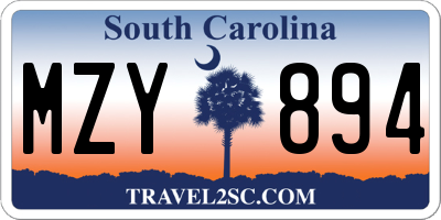 SC license plate MZY894