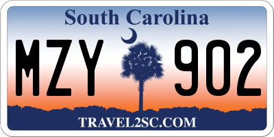 SC license plate MZY902