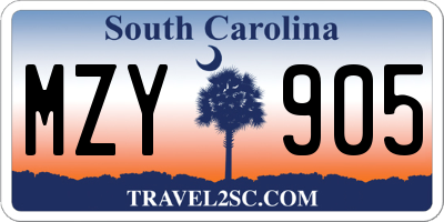 SC license plate MZY905
