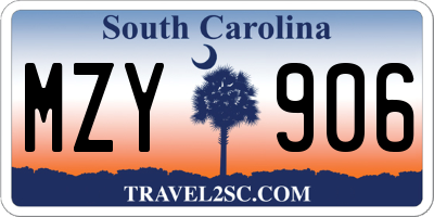 SC license plate MZY906