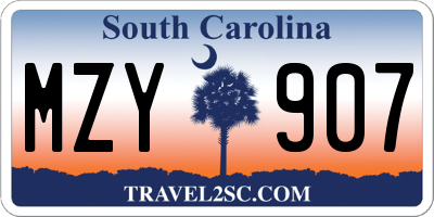 SC license plate MZY907