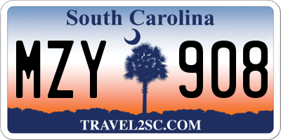 SC license plate MZY908