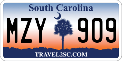 SC license plate MZY909