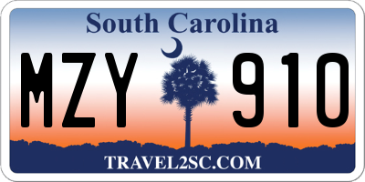 SC license plate MZY910