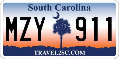 SC license plate MZY911