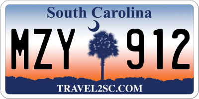 SC license plate MZY912