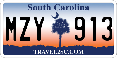 SC license plate MZY913