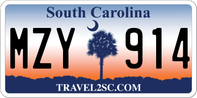 SC license plate MZY914