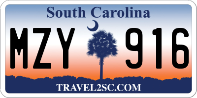 SC license plate MZY916