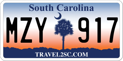 SC license plate MZY917