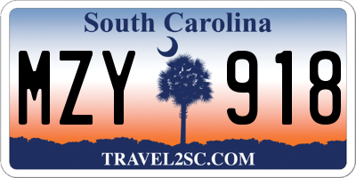 SC license plate MZY918