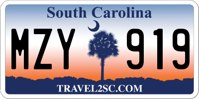 SC license plate MZY919
