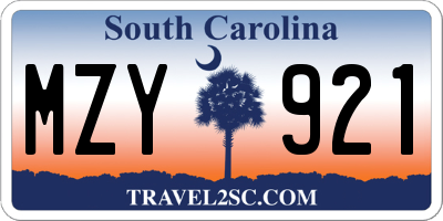 SC license plate MZY921