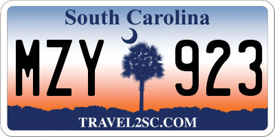 SC license plate MZY923