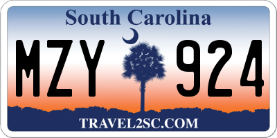 SC license plate MZY924