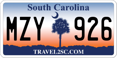 SC license plate MZY926