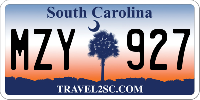 SC license plate MZY927