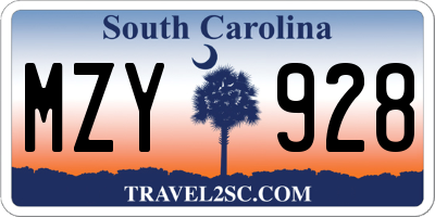 SC license plate MZY928