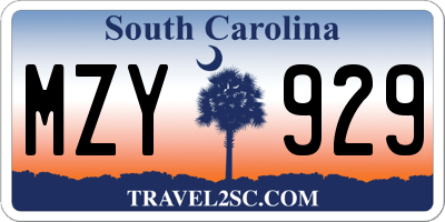 SC license plate MZY929