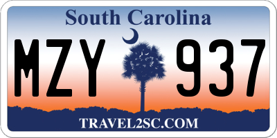 SC license plate MZY937