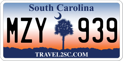 SC license plate MZY939
