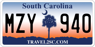 SC license plate MZY940