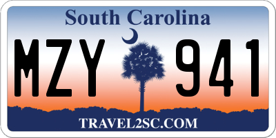 SC license plate MZY941