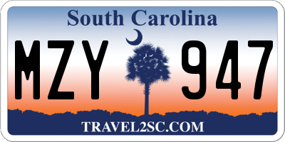 SC license plate MZY947