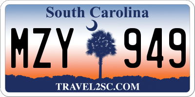 SC license plate MZY949