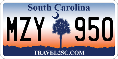 SC license plate MZY950