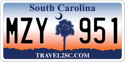 SC license plate MZY951