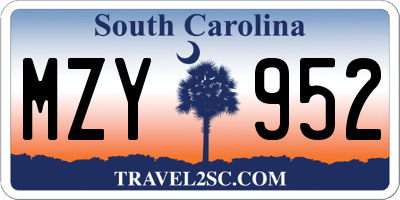 SC license plate MZY952