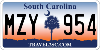 SC license plate MZY954