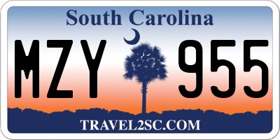 SC license plate MZY955