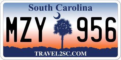 SC license plate MZY956
