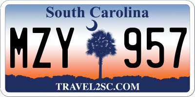 SC license plate MZY957