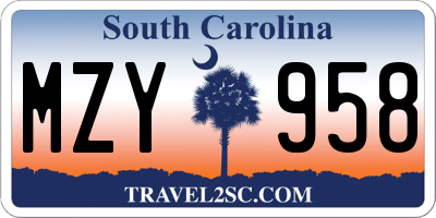 SC license plate MZY958
