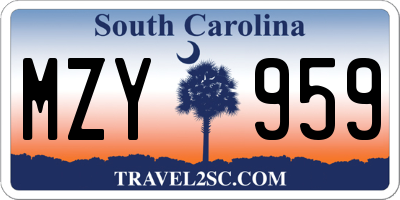 SC license plate MZY959