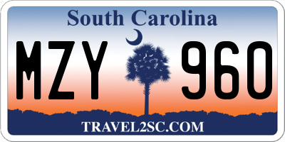 SC license plate MZY960