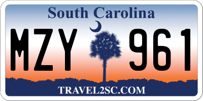 SC license plate MZY961